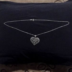 Vintage Heart Necklace 18" 925 Silver like New